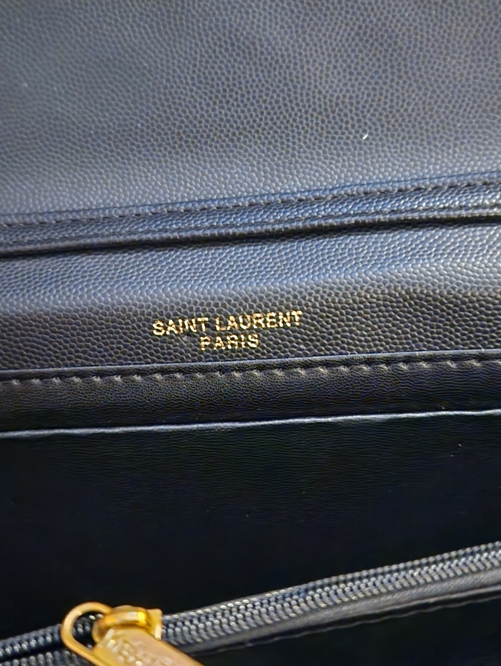 Yves Saint Laurent Black Quilted Envelope Clutch with Gold YSL Emblem - Picture 6 of 6